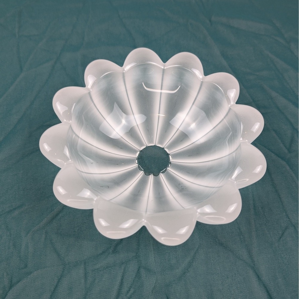 Vintage Flower Frosted Glass Candle Holder Centerpiece‎ Floral Decor Elegant Art